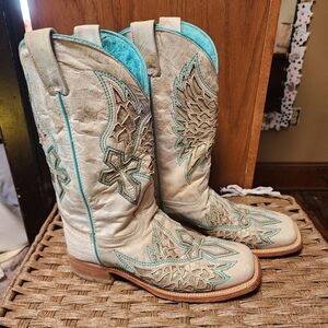 Corral Cream and Turquoise Western Boots